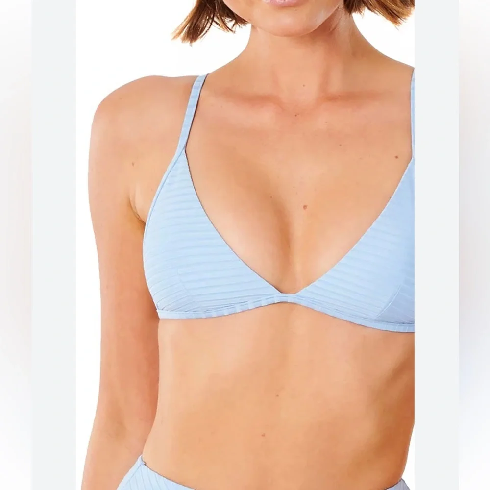 Rip Curl Premium Surf Banded Fixed Tri Bikini Light Blue Bikini Top XL - Picture 5 of 11